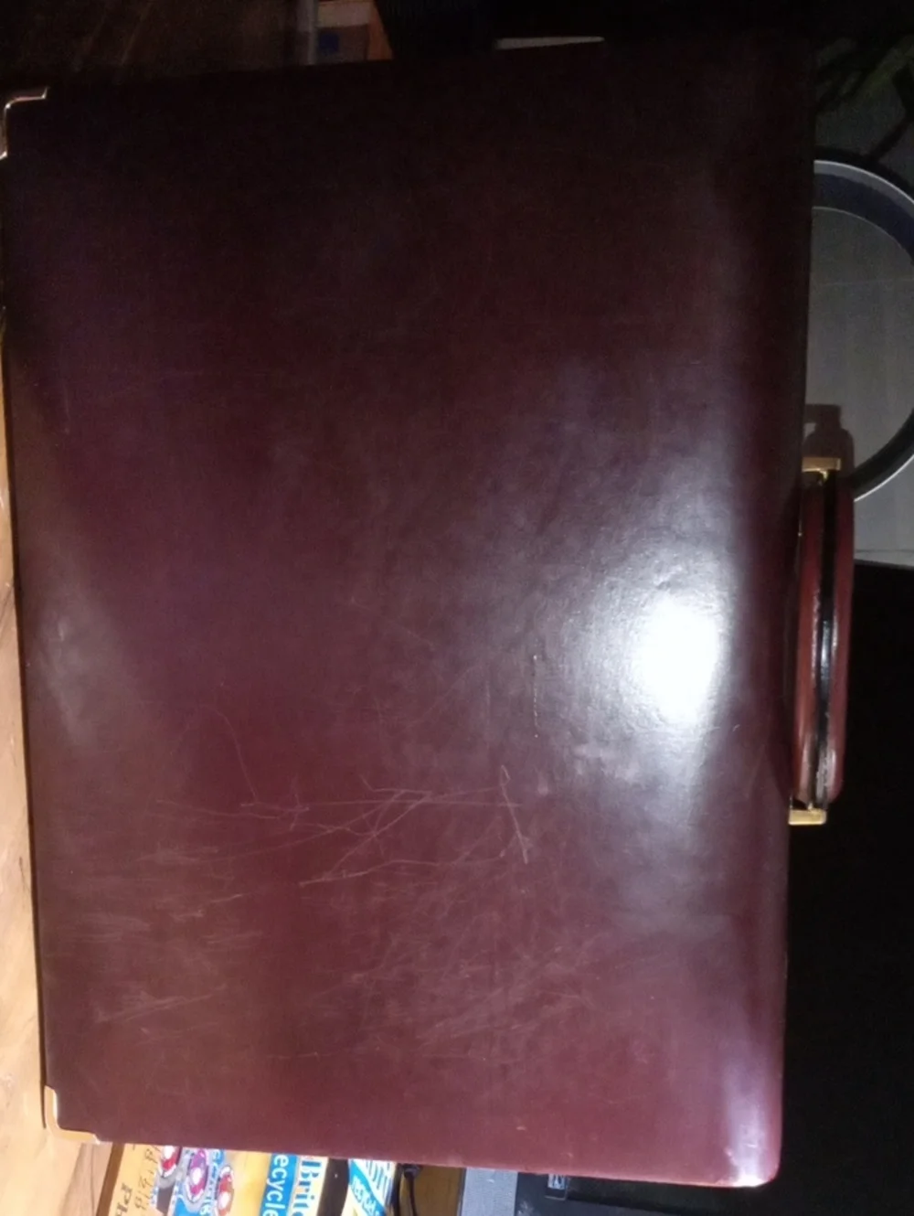 Tumi Maroon Leather Briefcase with Brass Combination Lock